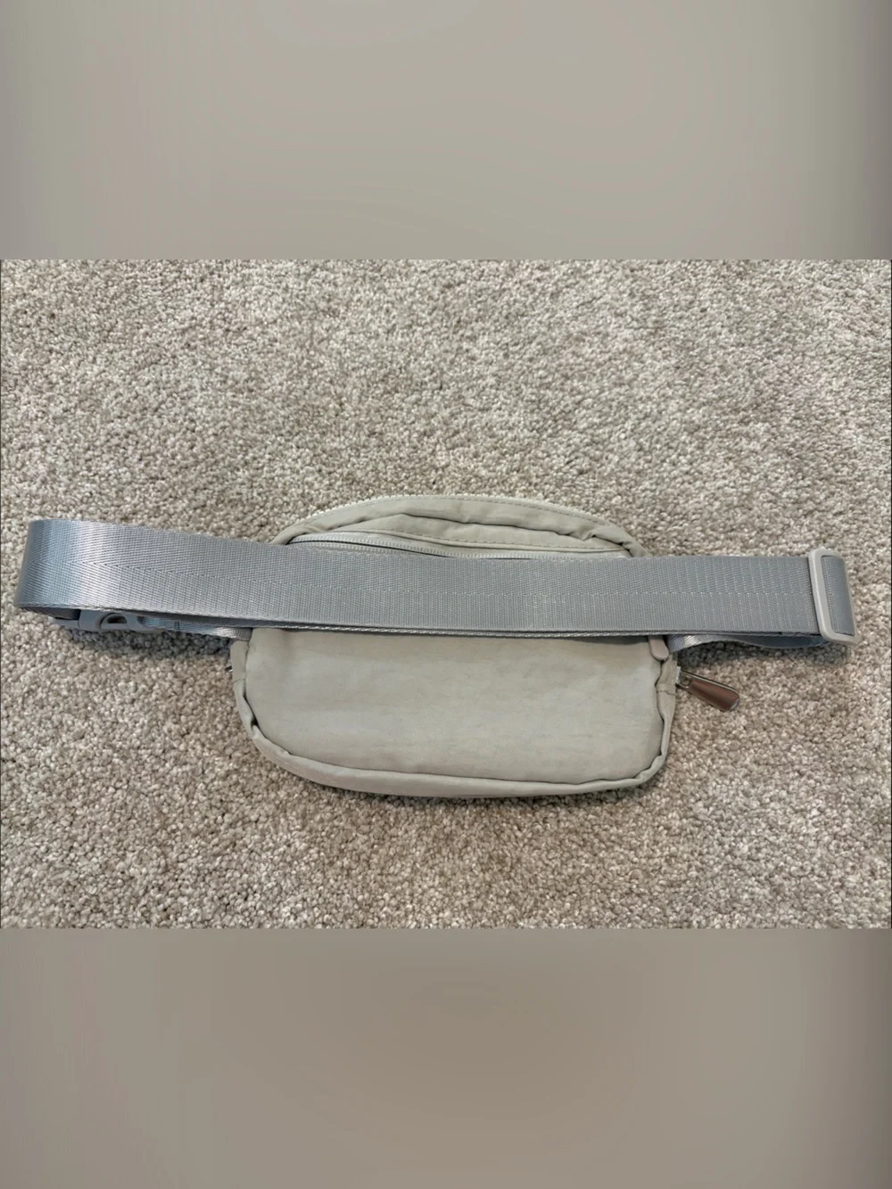 Neutral Gray/Beige Women's Crossbody Bag with Adjustable Silver Strap